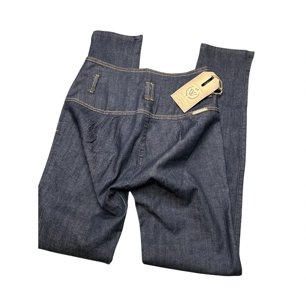 Watch LA High Waisted Skinny Jeans Dark Indigo Wash Button Fly Flattering Size 9